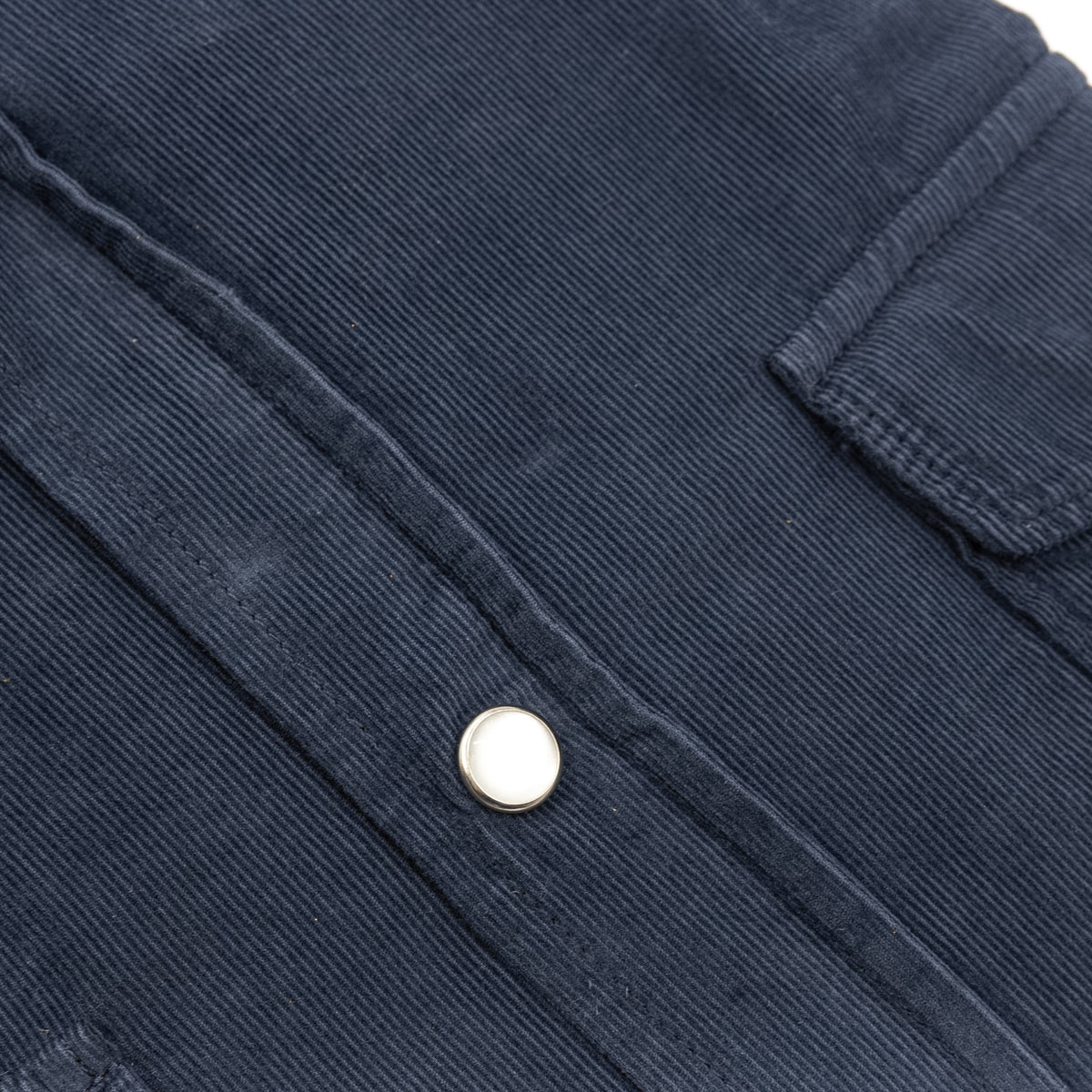 Camicia in Velluto a Costine Blu Navy con Tasche