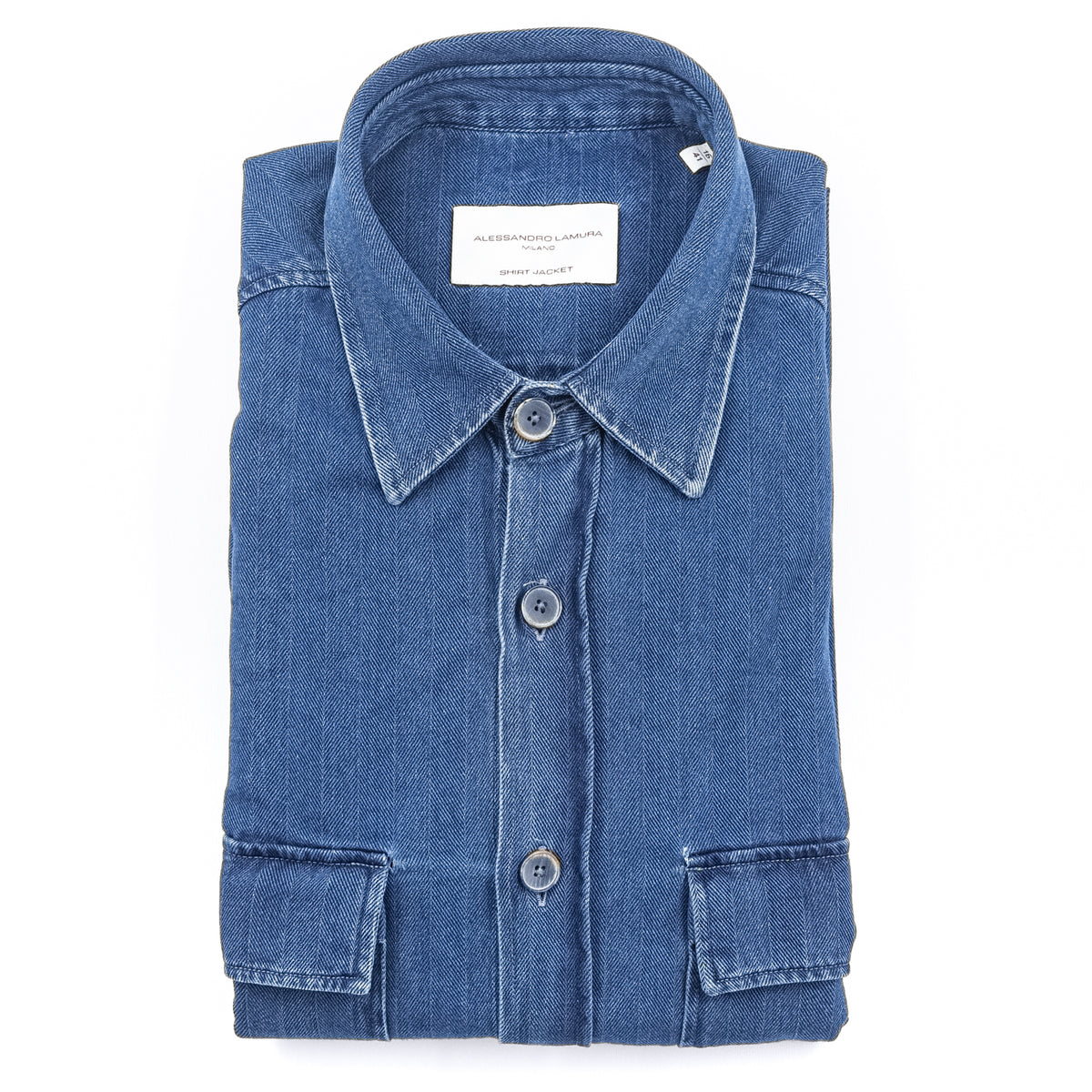 Camicia Giacca Blu in Tessuto Spinato