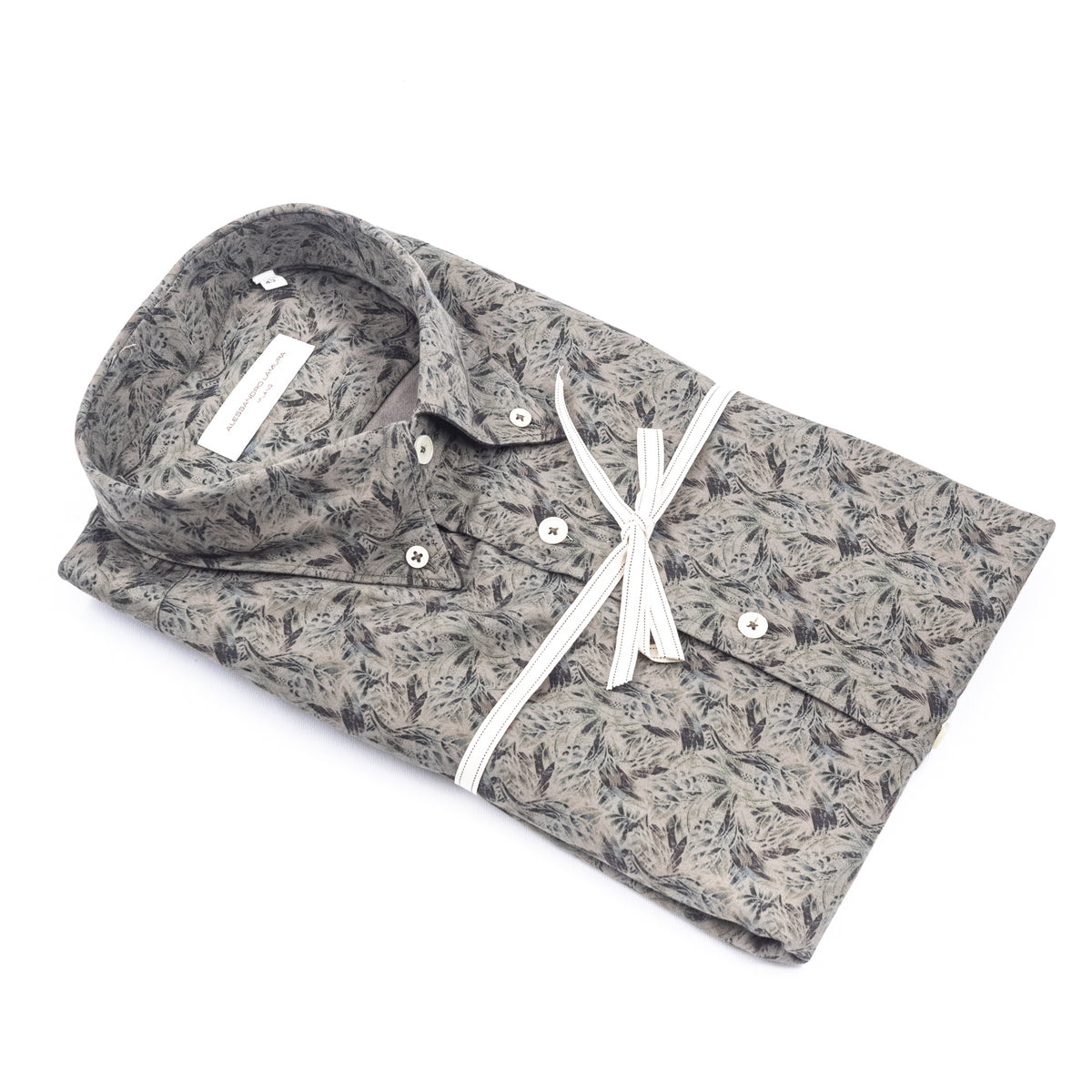 Camicia Grigia con Stampa Botanica