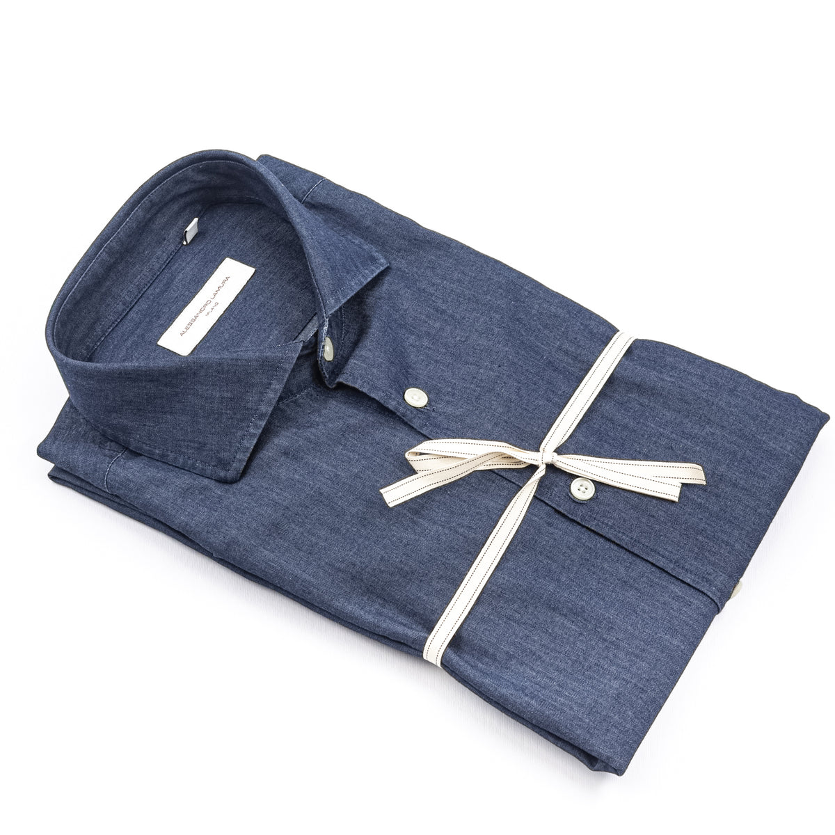 Camicia Denim Blu con Collo Classico