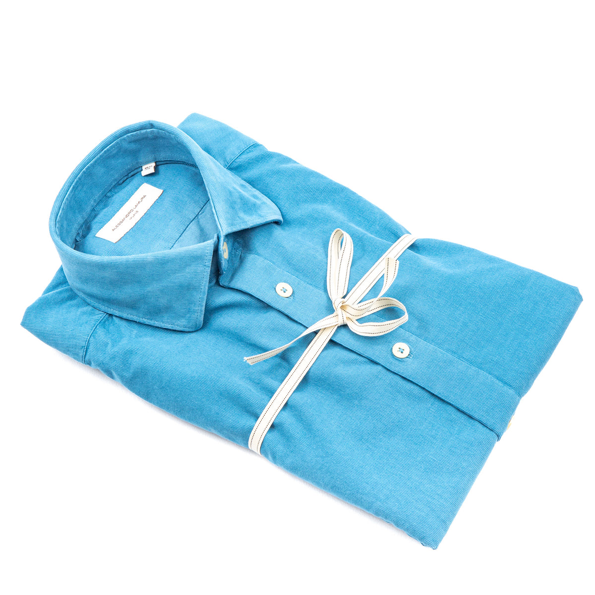 Camicia in Velluto a Costine Azzurro Cielo