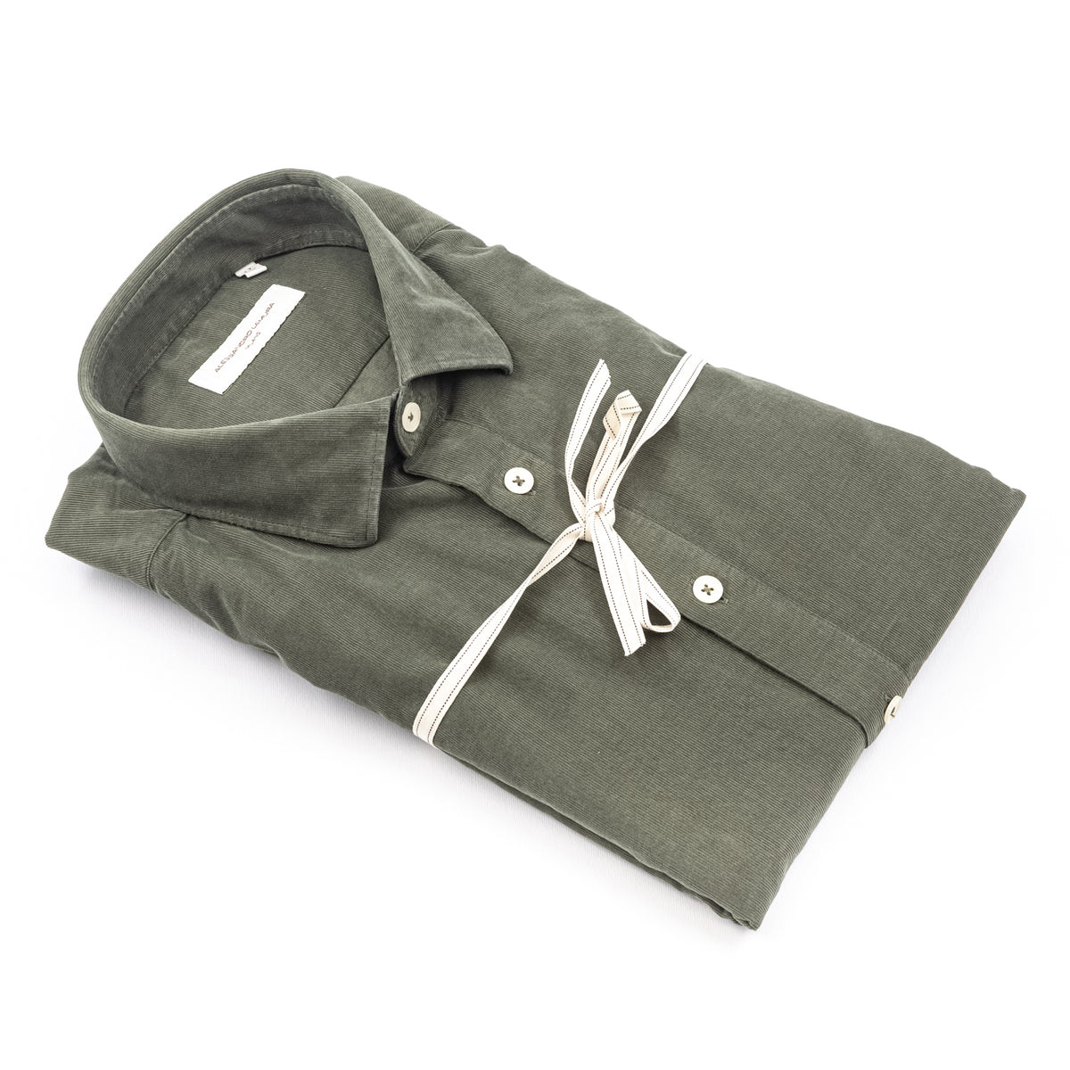 Camicia in Velluto a Costine Verde Salvia
