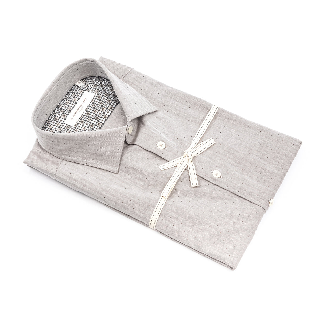 Camicia Beige con Microfantasia a Pois