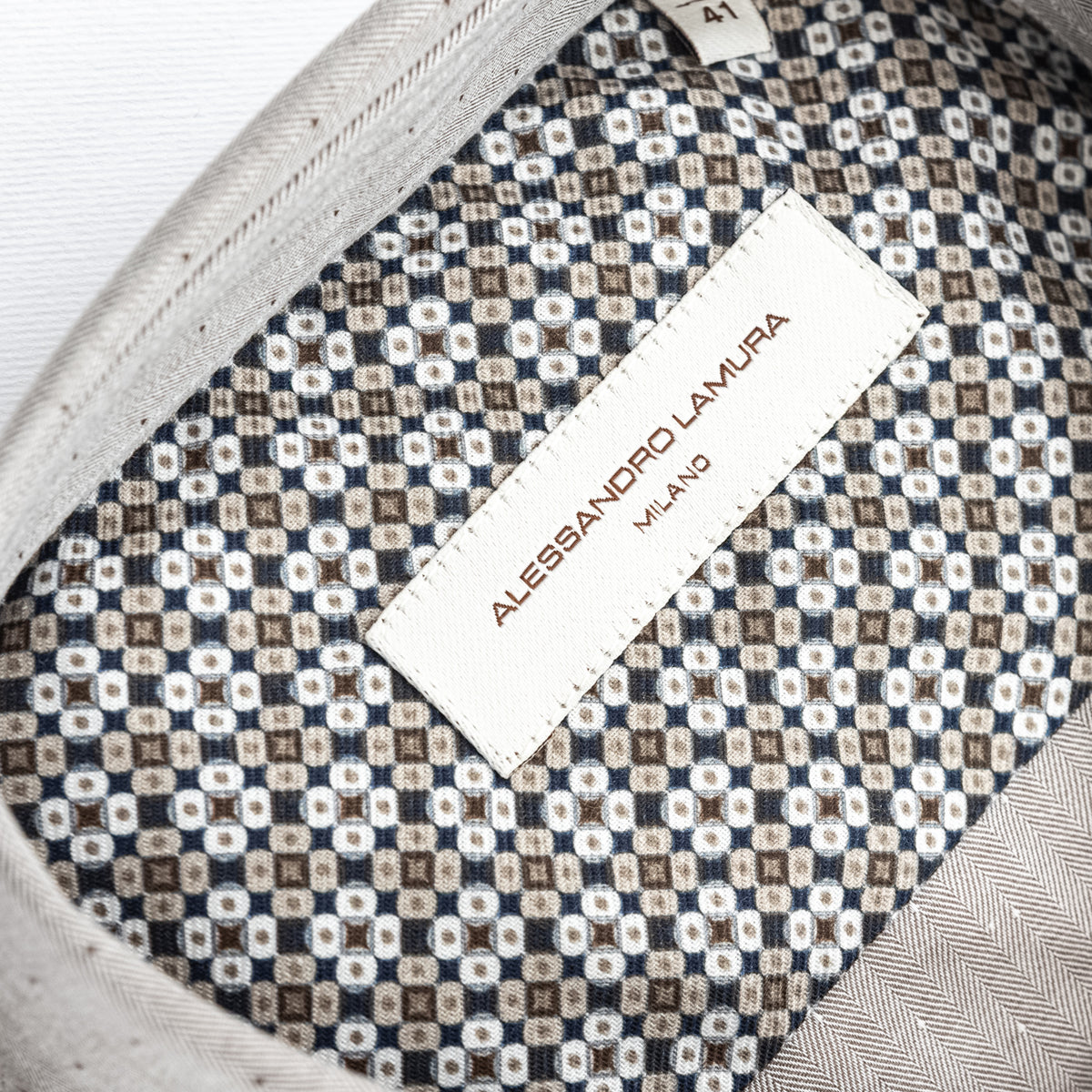 Camicia Beige con Microfantasia a Pois