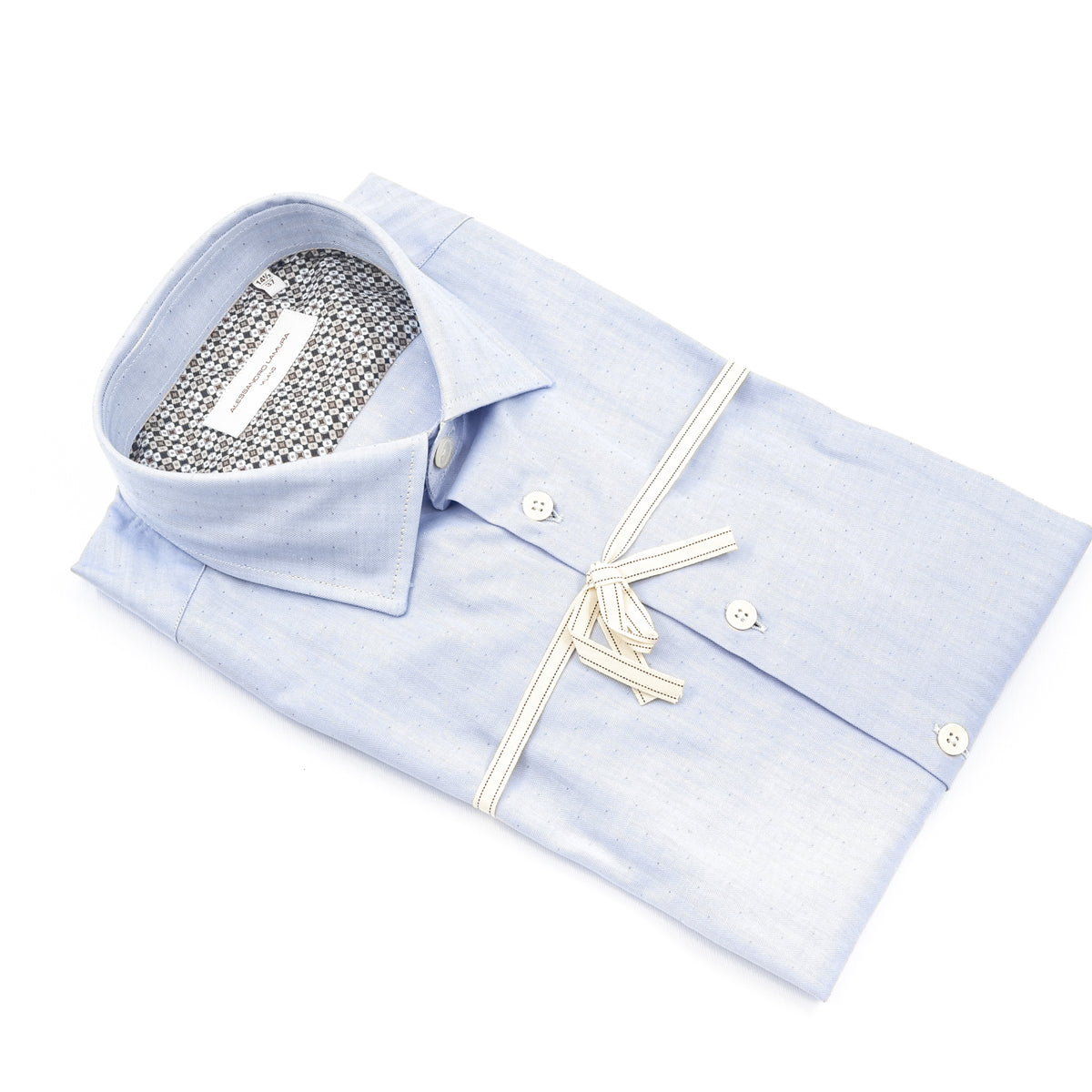 Camicia Azzurro Chiaro con Microfantasia a Pois