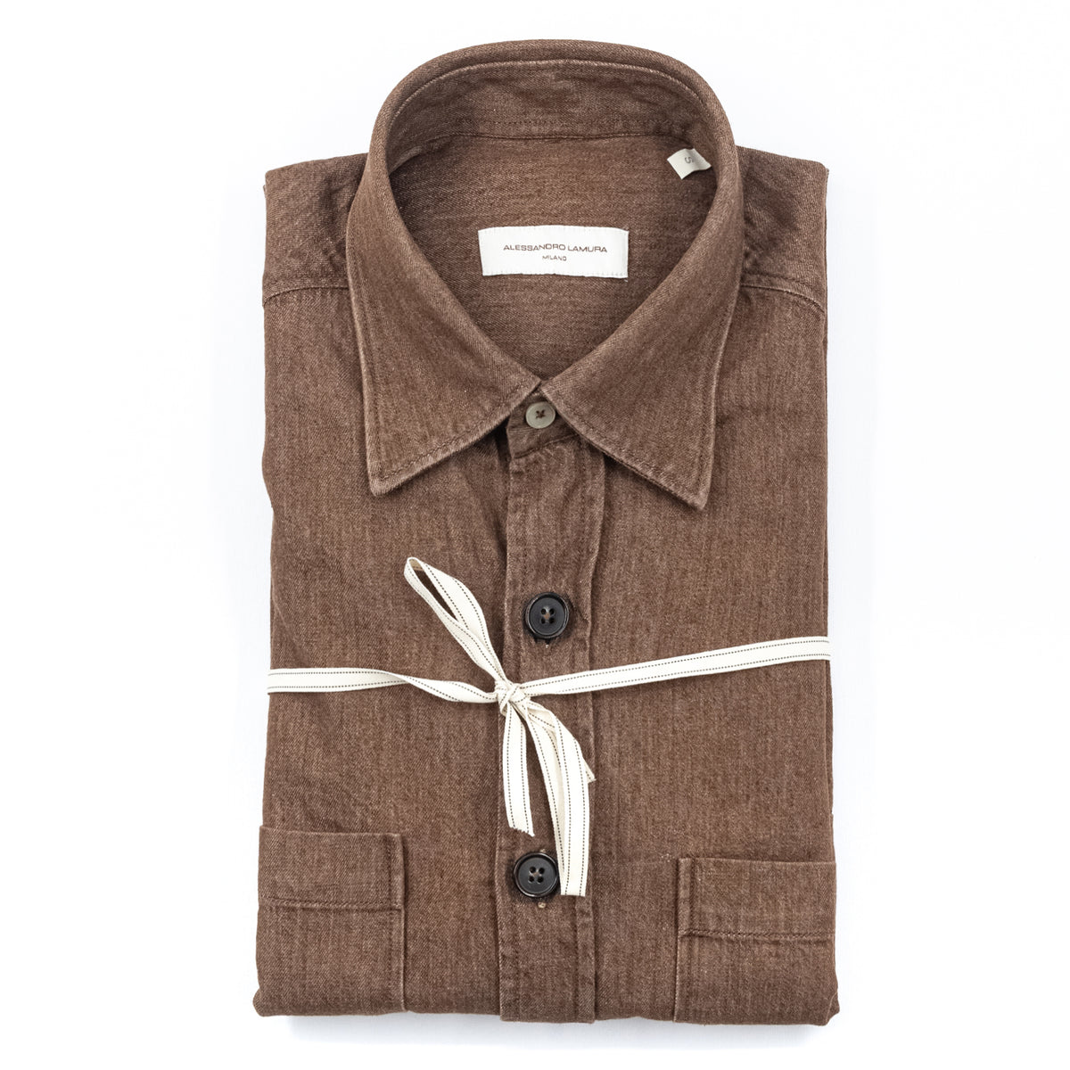 Camicia in Tessuto Effetto Lavato Marrone