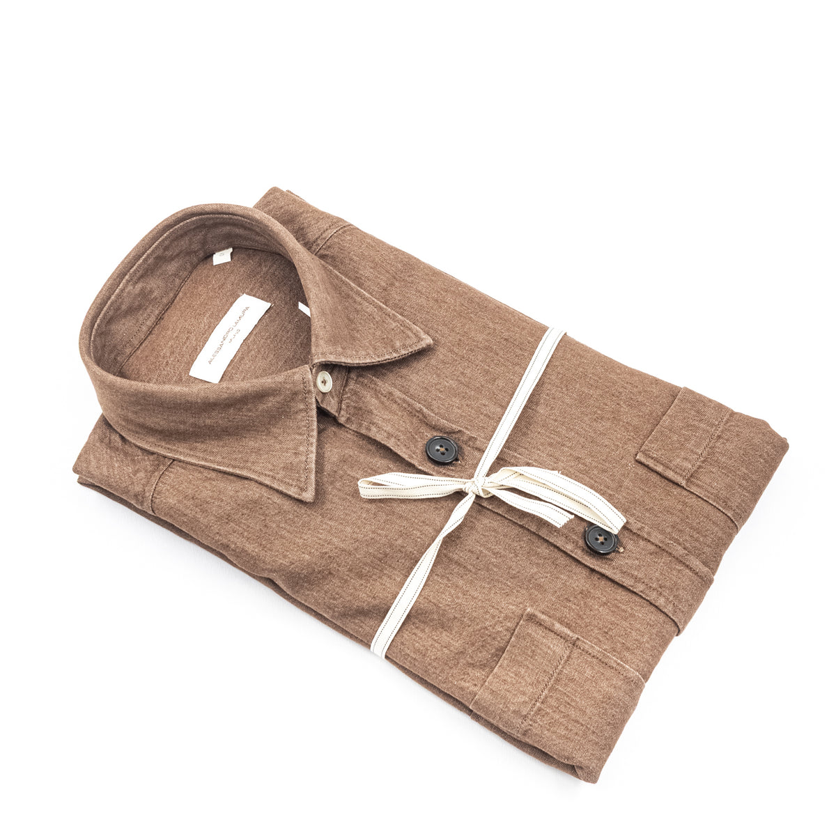 Camicia in Tessuto Effetto Lavato Marrone