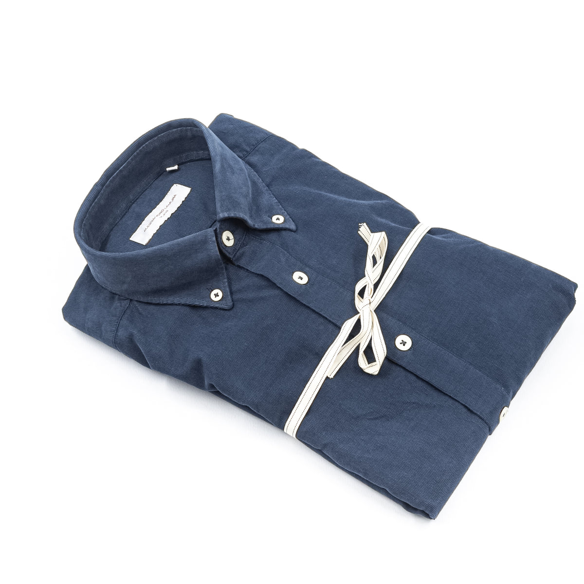 Camicia Button-Down in Velluto a Costine Blu
