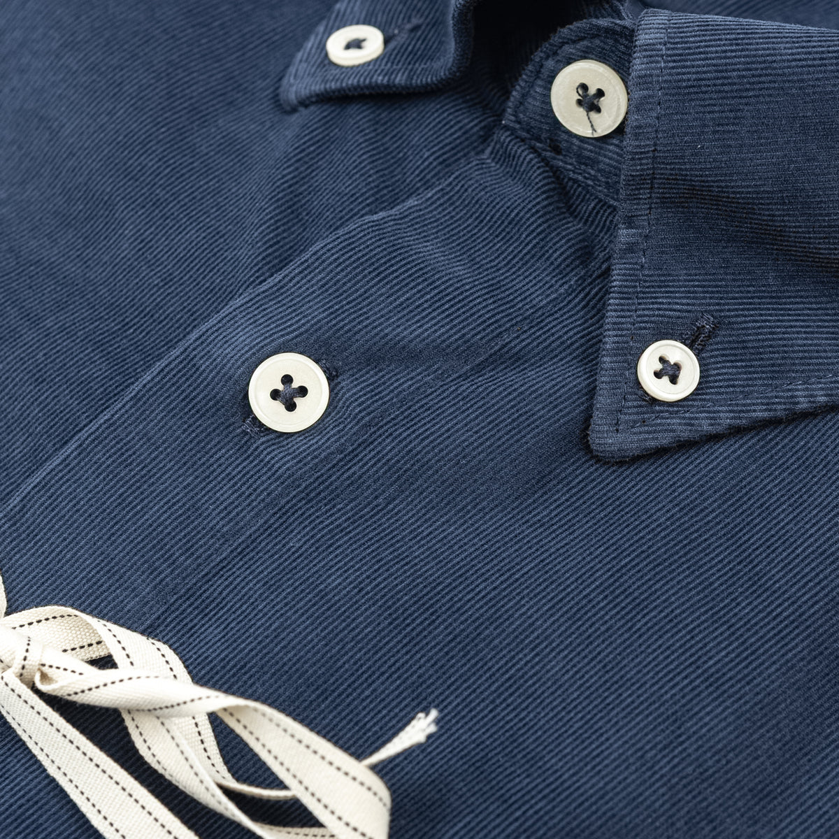 Camicia Button-Down in Velluto a Costine Blu