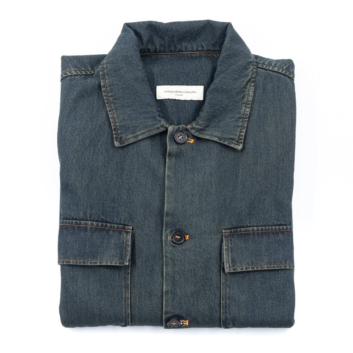 Giacca Camicia in Denim Blu Scuro