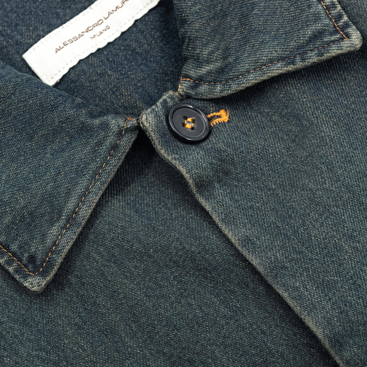 Giacca Camicia in Denim Blu Scuro