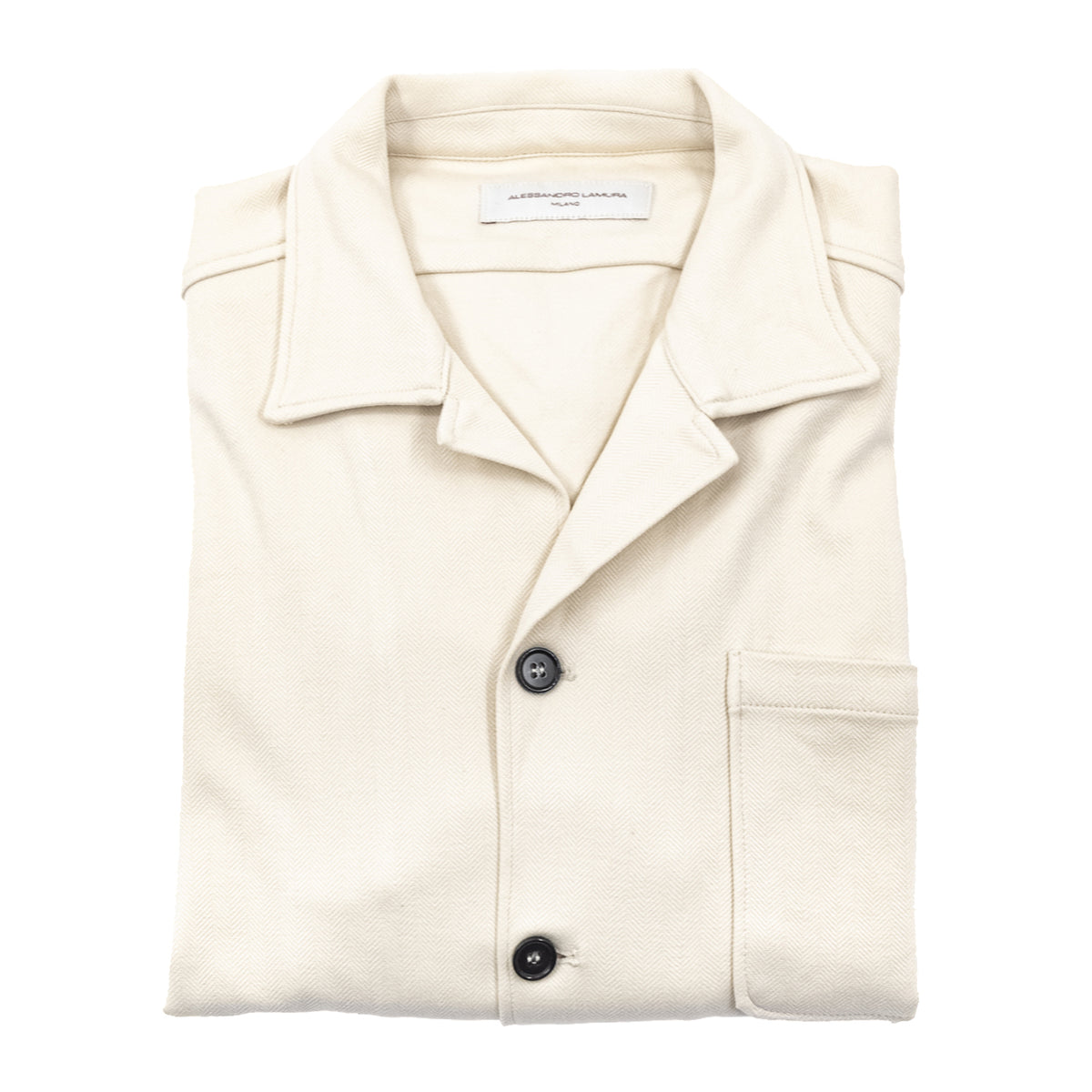 Giacca Camicia Bianco Panna con Trama Spigata