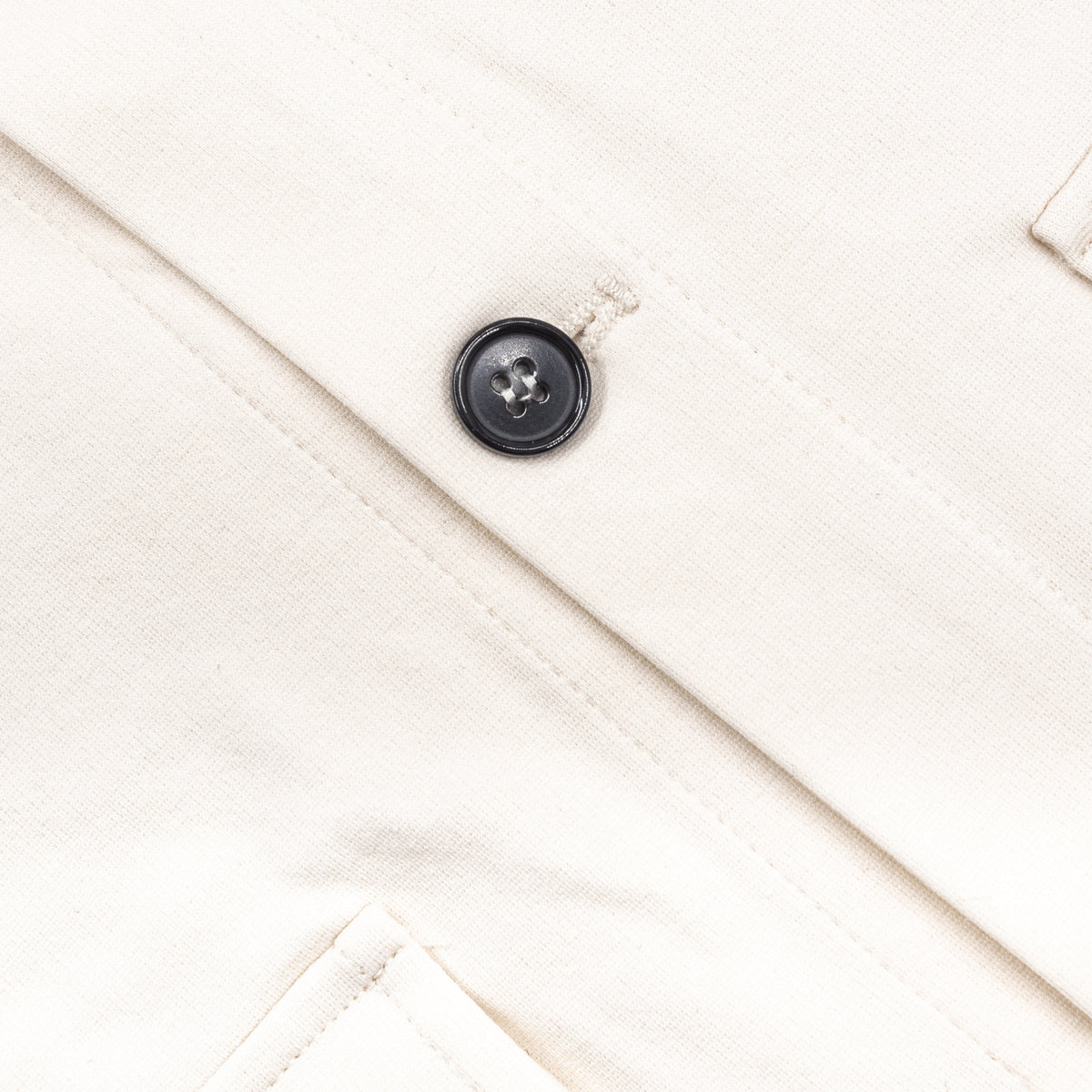 Giacca Camicia Bianco Panna con Tasche Applicate