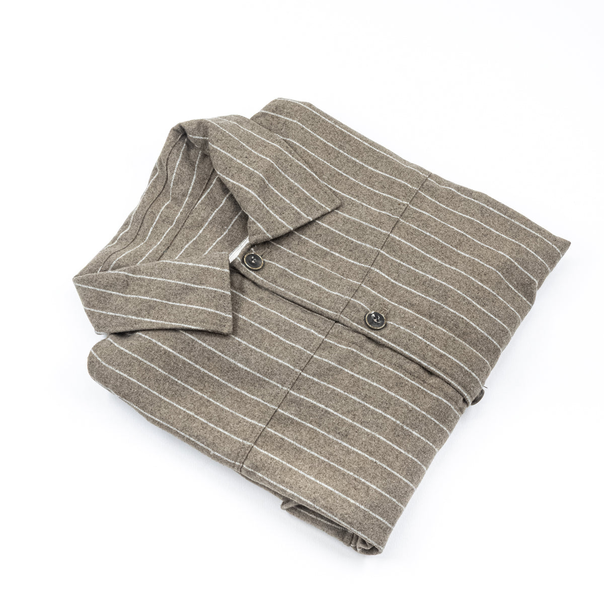 Camicia Gessata Tortora con Righe Bianche
