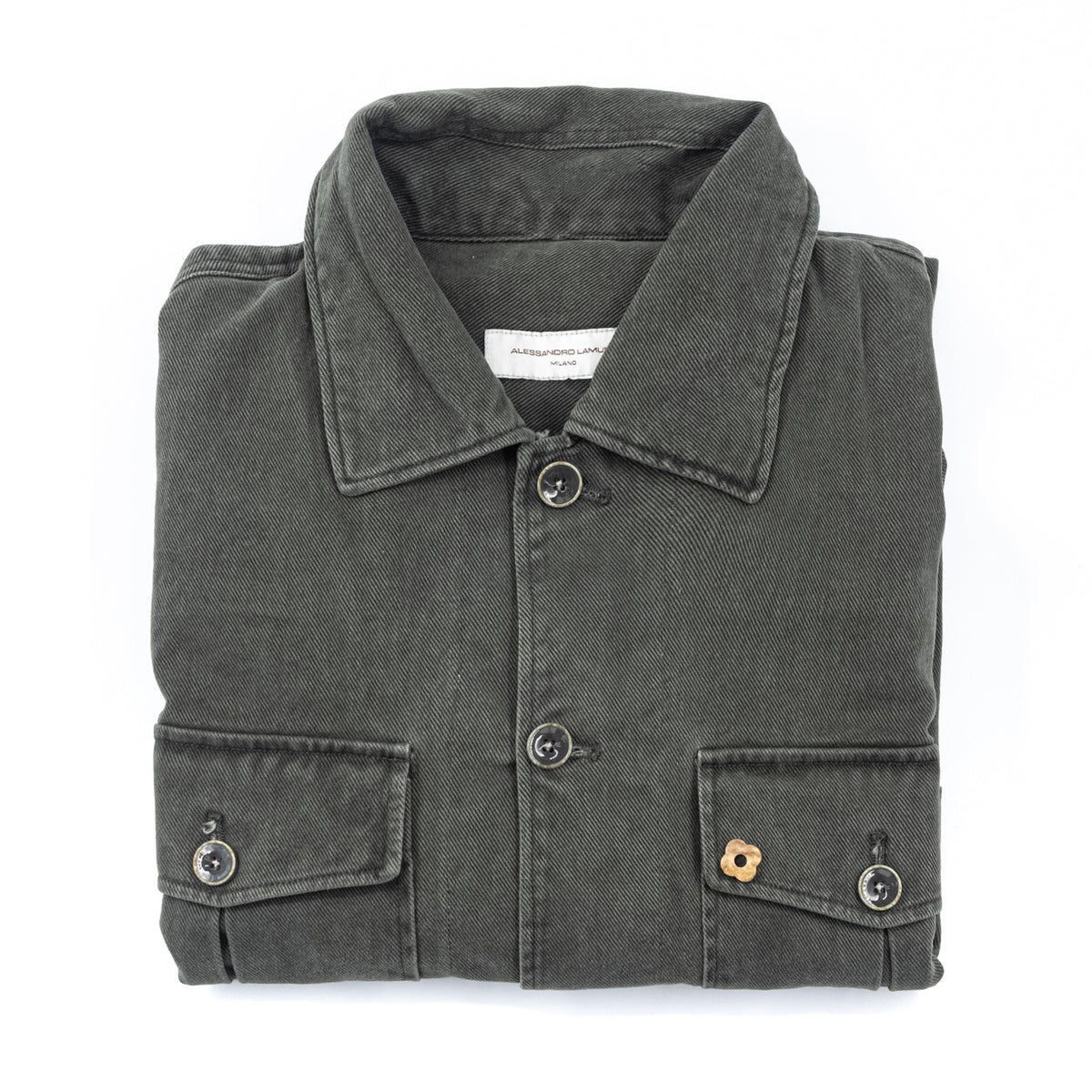 Giacca Camicia in Twill Verde Militare