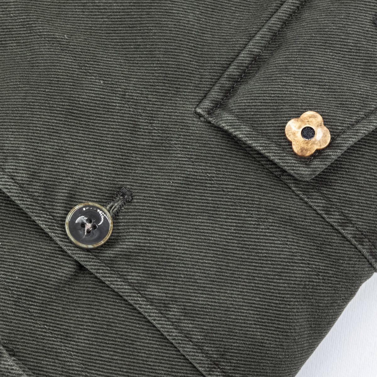 Giacca Camicia in Twill Verde Militare