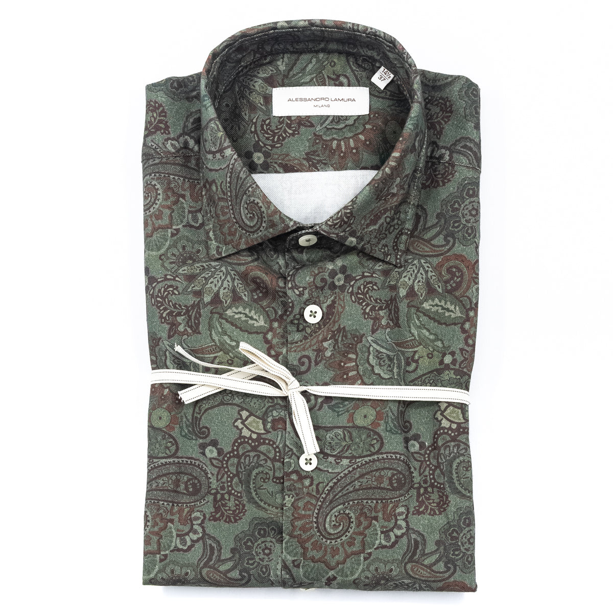 Camicia Verde Salvia con Stampa Paisley