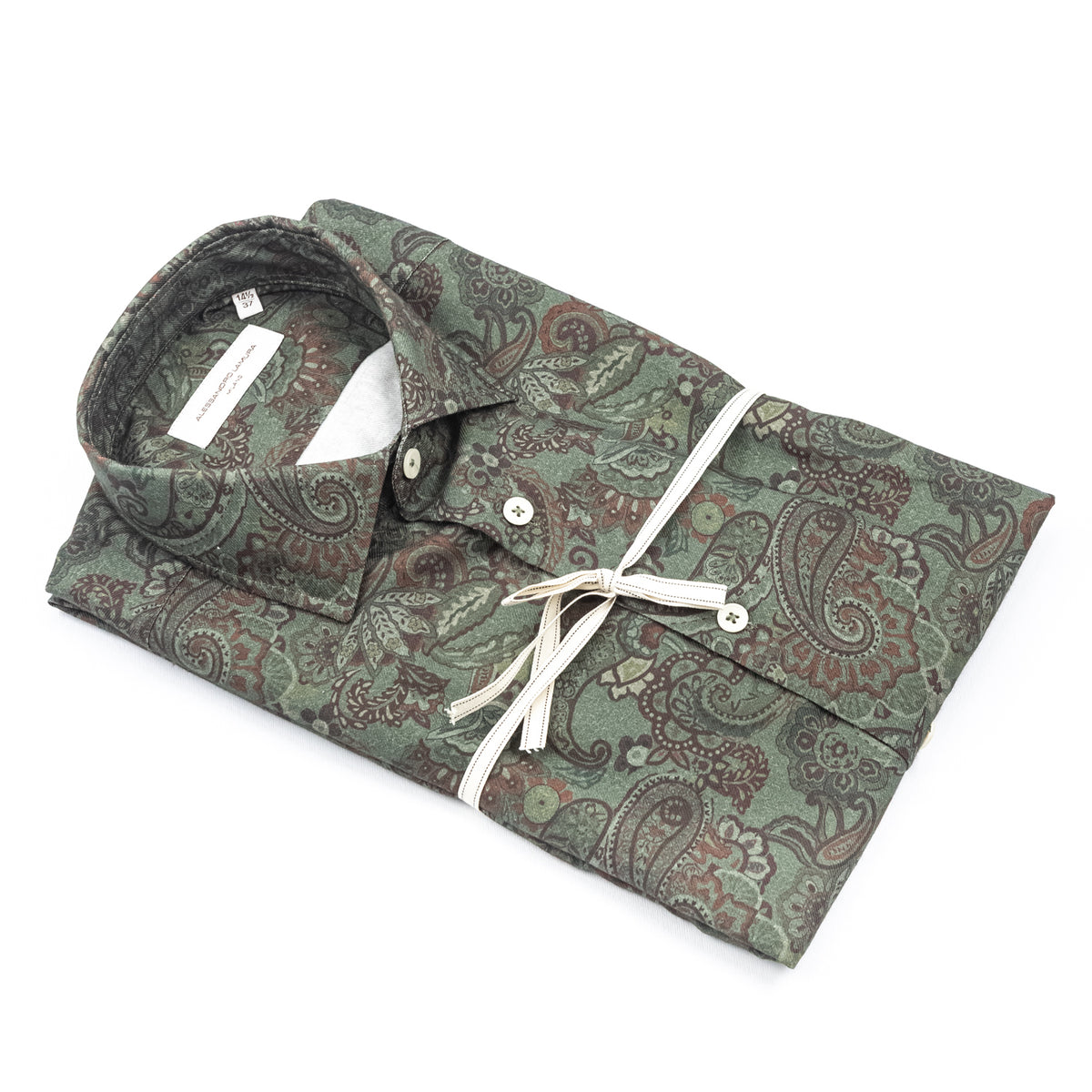 Camicia Verde Salvia con Stampa Paisley