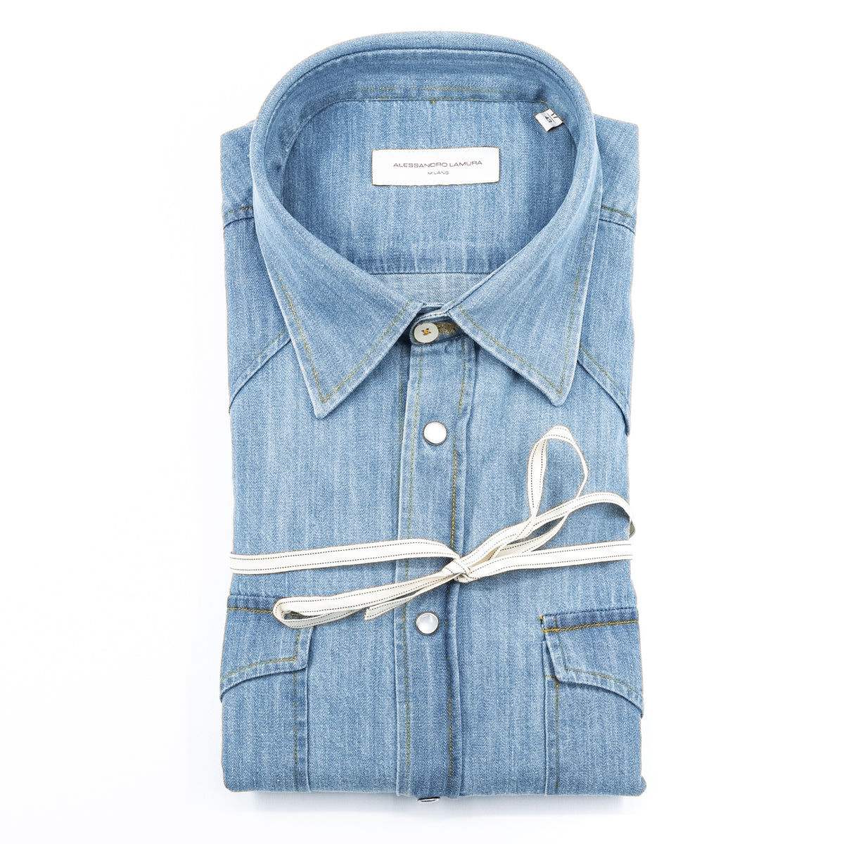 Camicia Western in Denim Azzurro