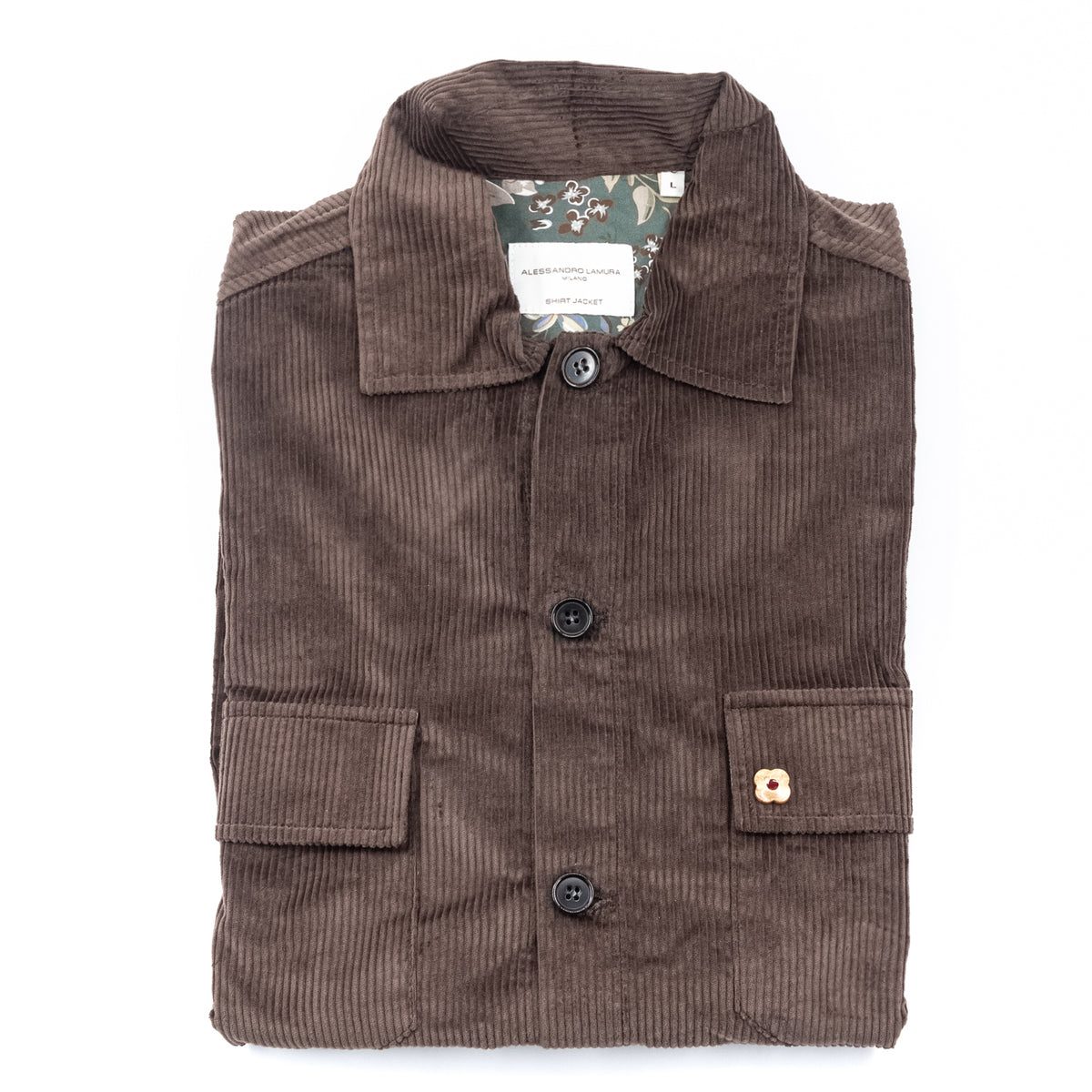 Giacca Camicia in Velluto a Coste Marrone