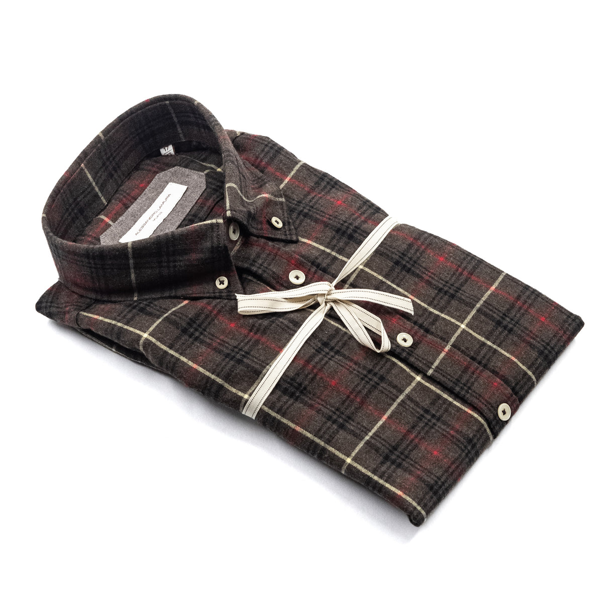 Camicia Marrone Tartan Rosso e Beige
