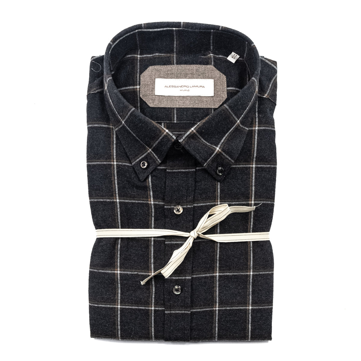 Camicia Antracite a Quadri Finestrati
