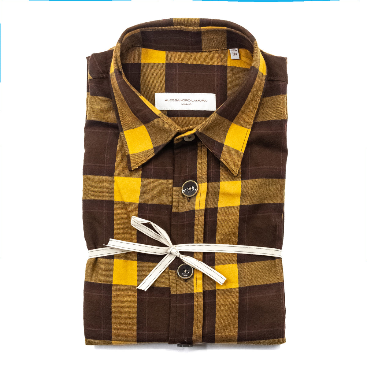 Camicia a Quadri Marrone e Giallo