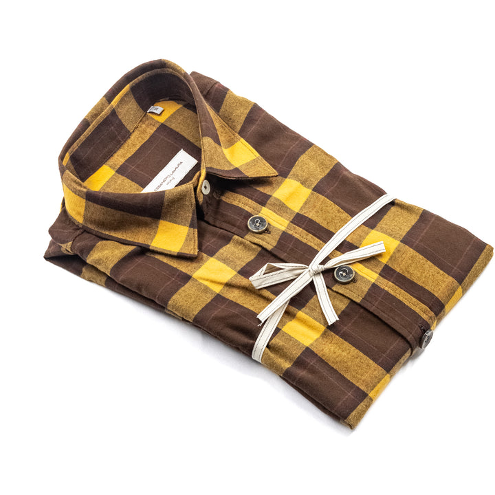 Camicia a Quadri Marrone e Giallo