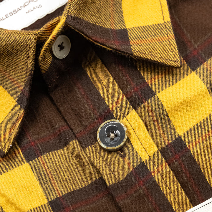 Camicia a Quadri Marrone e Giallo