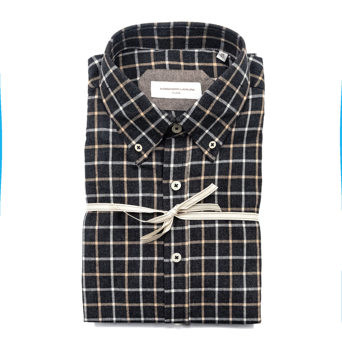 Camicia Antracite a Quadri Beige