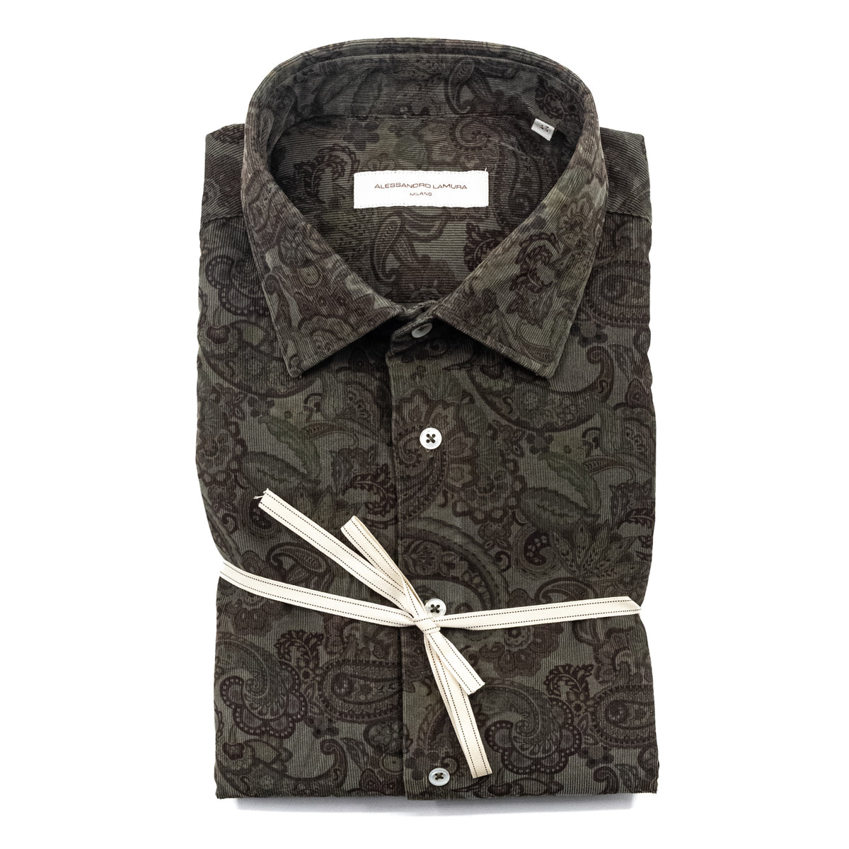 Camicia Verde Militare con Fantasia Paisley