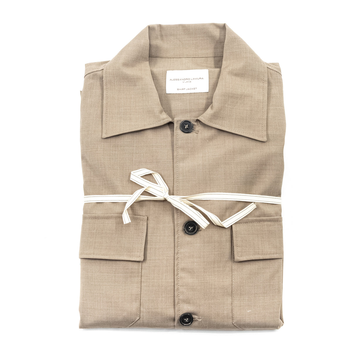 Giacca Camicia Beige con Tasche