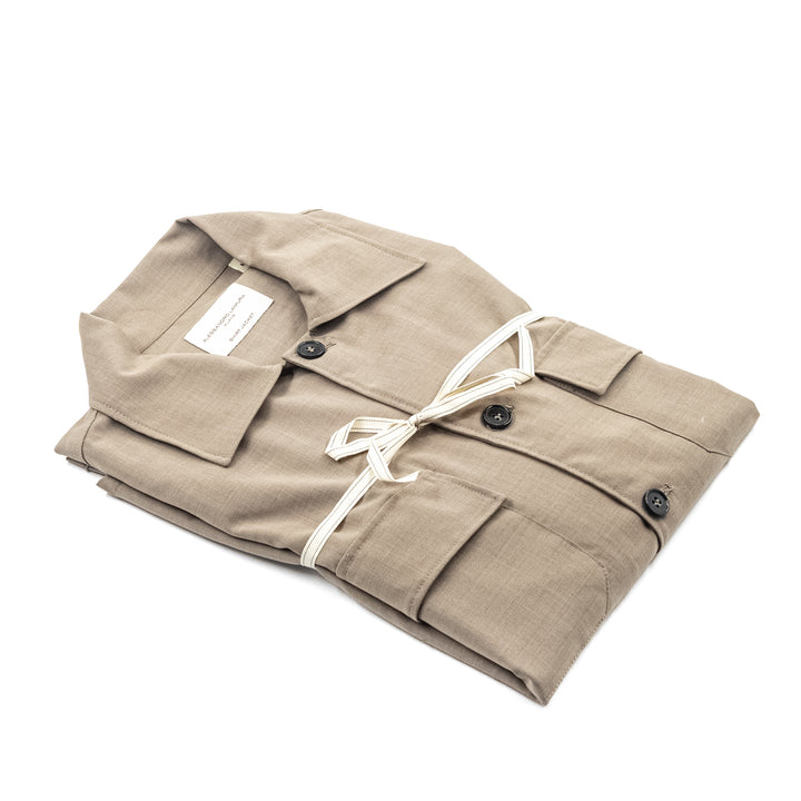 Giacca Camicia Beige con Tasche