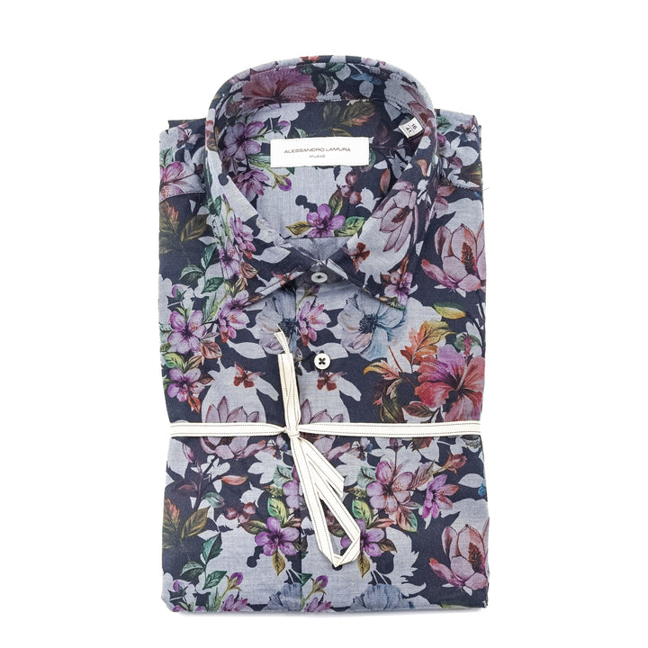 Camicia Floreale Blu Multicolor