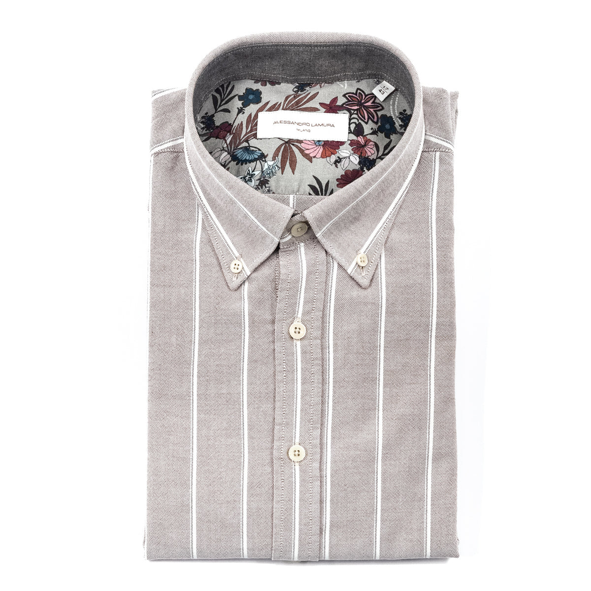 Camicia Oxford Rigata Tortora