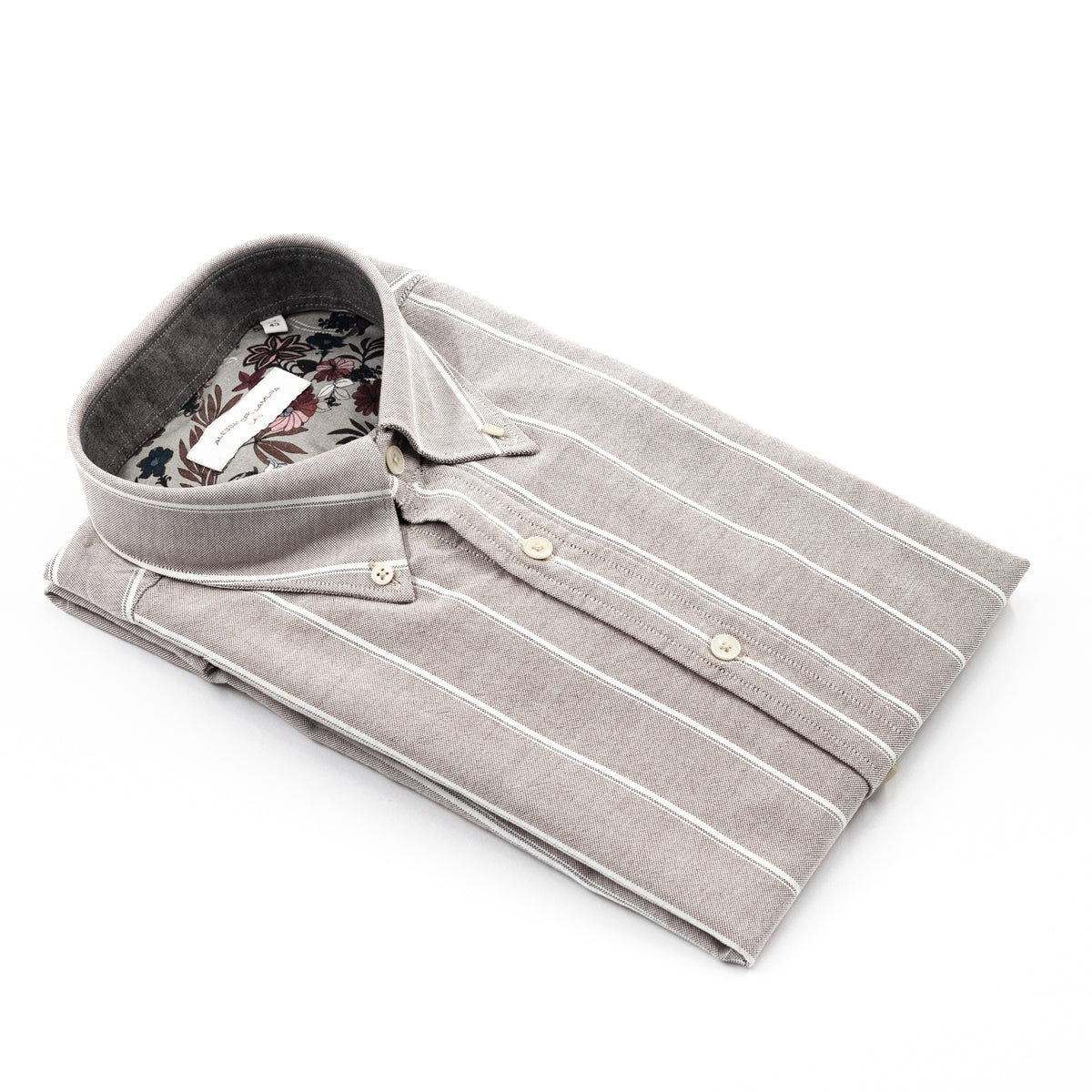 Camicia Oxford Rigata Tortora