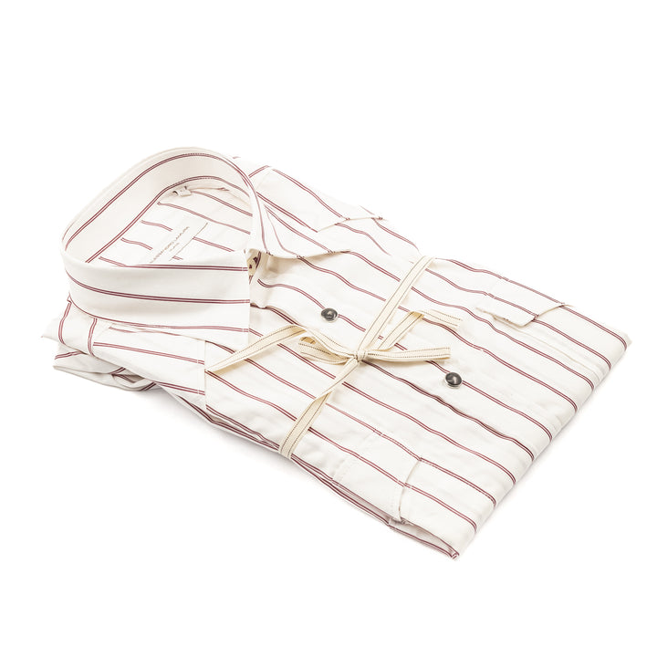 Camicia Bianca a Righe Bordeaux