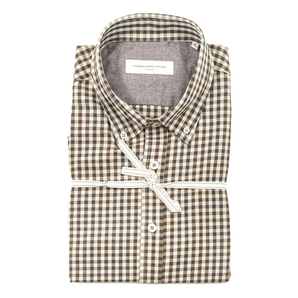 Camicia Check Beige e Marrone Button Down