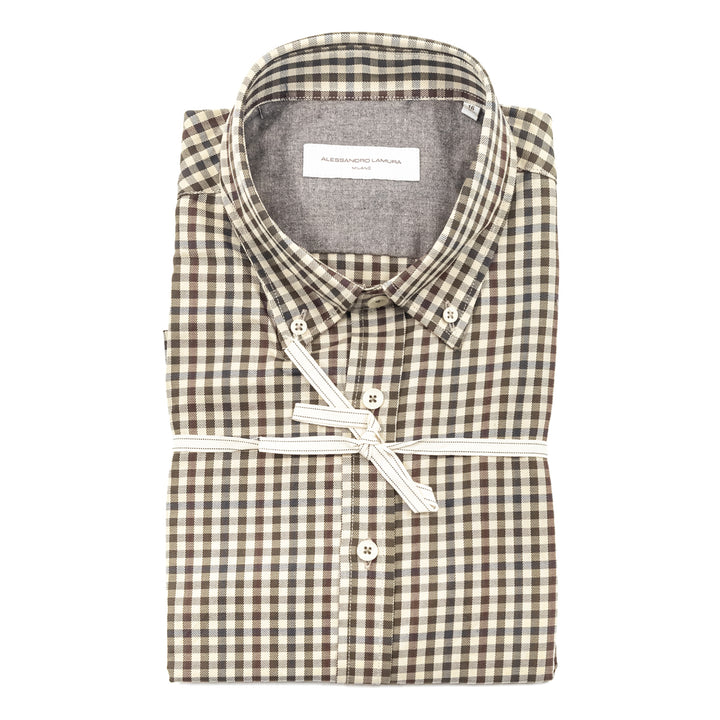 Camicia Check Beige e Marrone Button Down