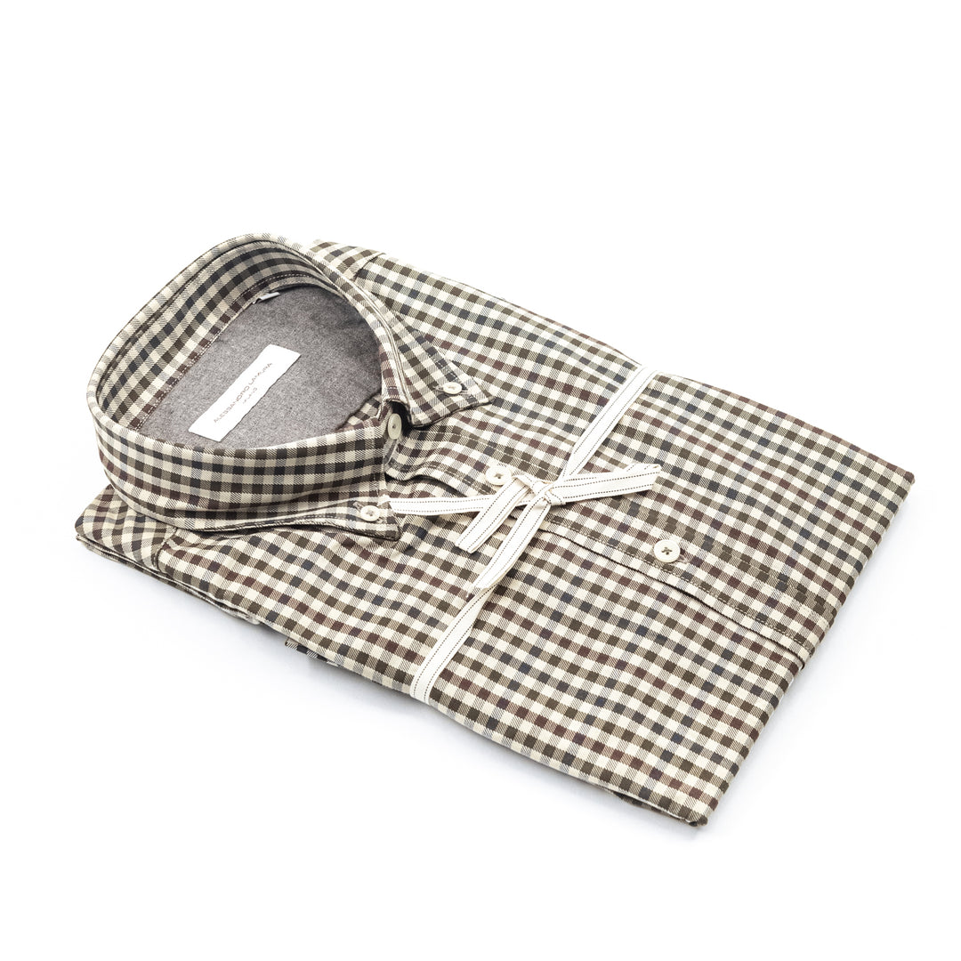 Camicia Check Beige e Marrone Button Down