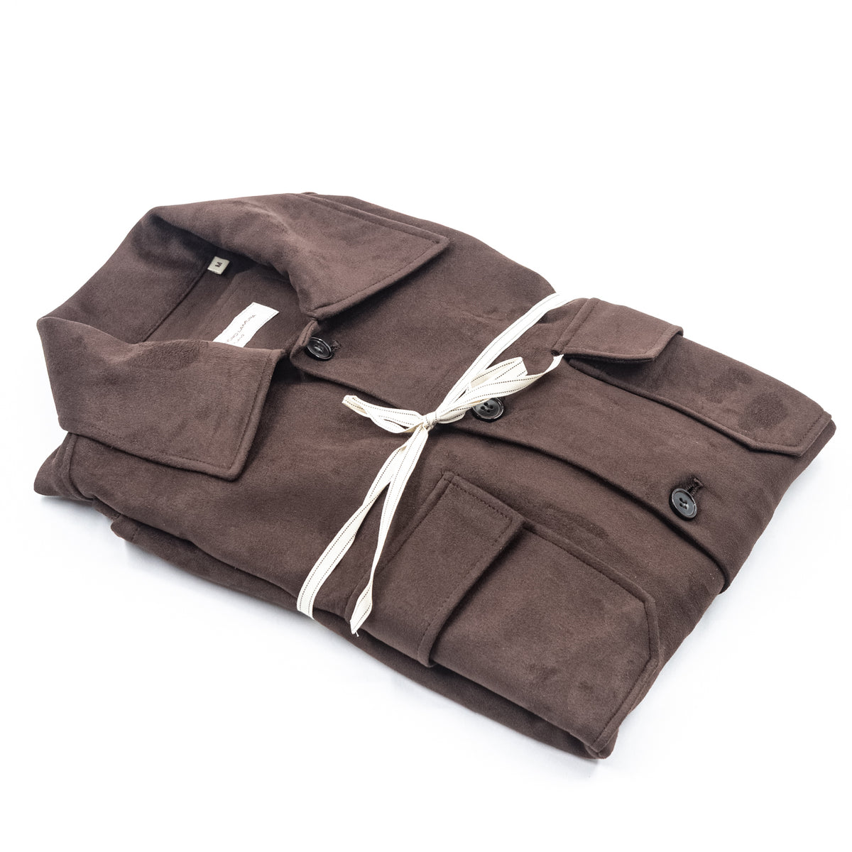 Giacca Effetto Suede Marrone con Tasche
