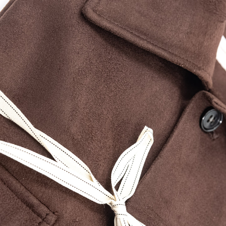 Giacca Effetto Suede Marrone con Tasche