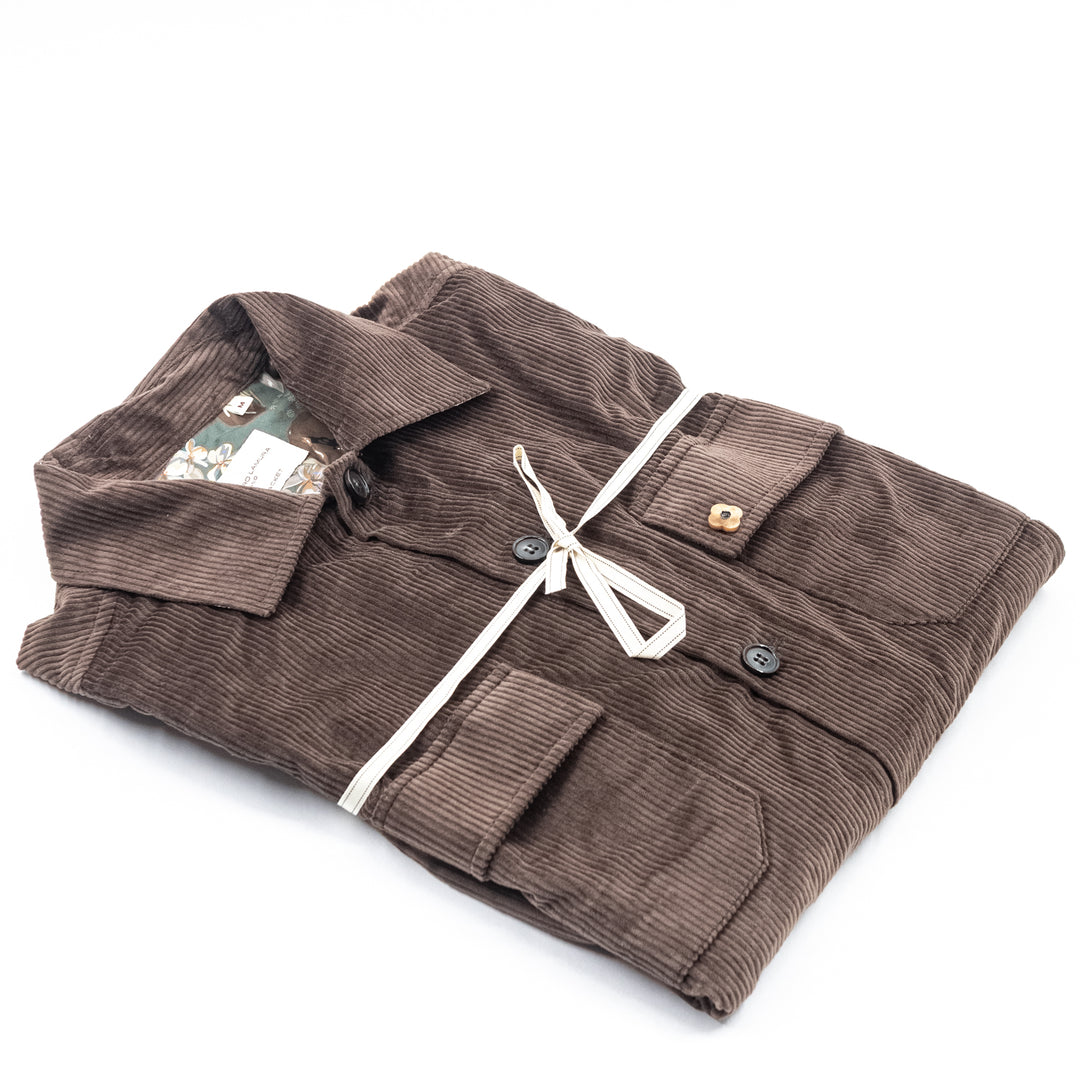 Giacca in Velluto a Coste Marrone con Tasche
