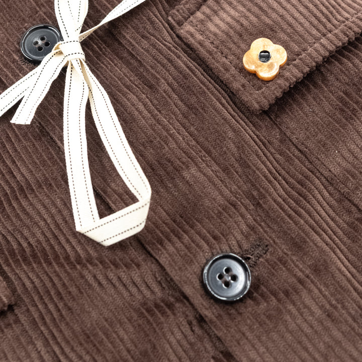 Giacca in Velluto a Coste Marrone con Tasche