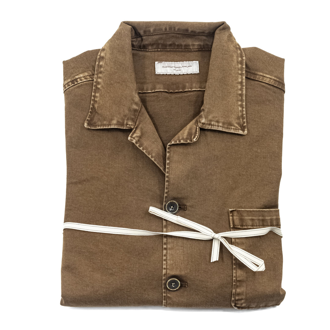 Giacca Camicia Marrone Effetto Vintage
