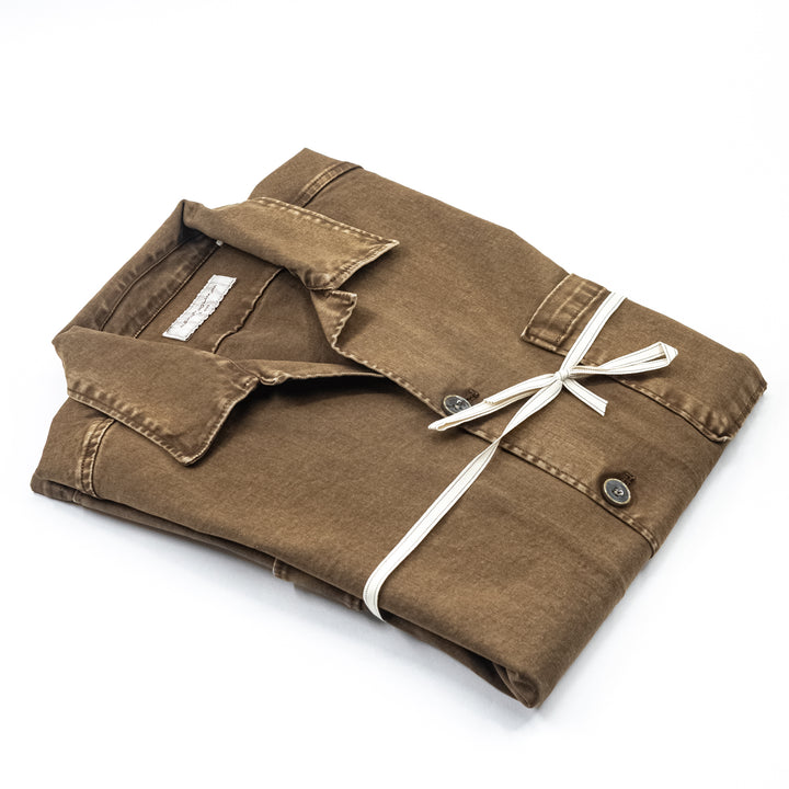 Giacca Camicia Marrone Effetto Vintage