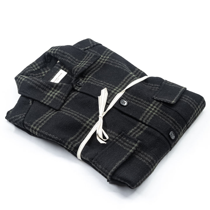 Giacca Check Nera e Verde con Tasche