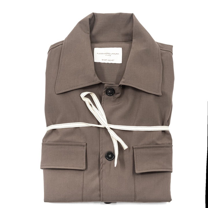 Giacca Camicia Tortora con Tasche