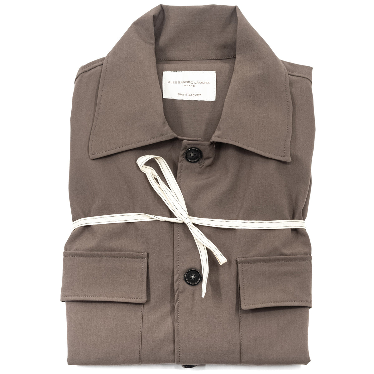 Giacca Camicia Tortora con Tasche