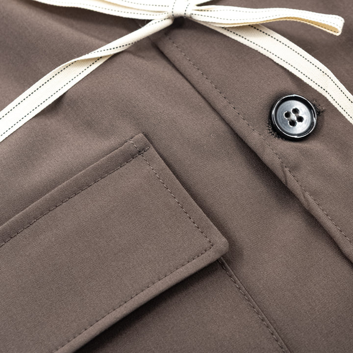 Giacca Camicia Tortora con Tasche